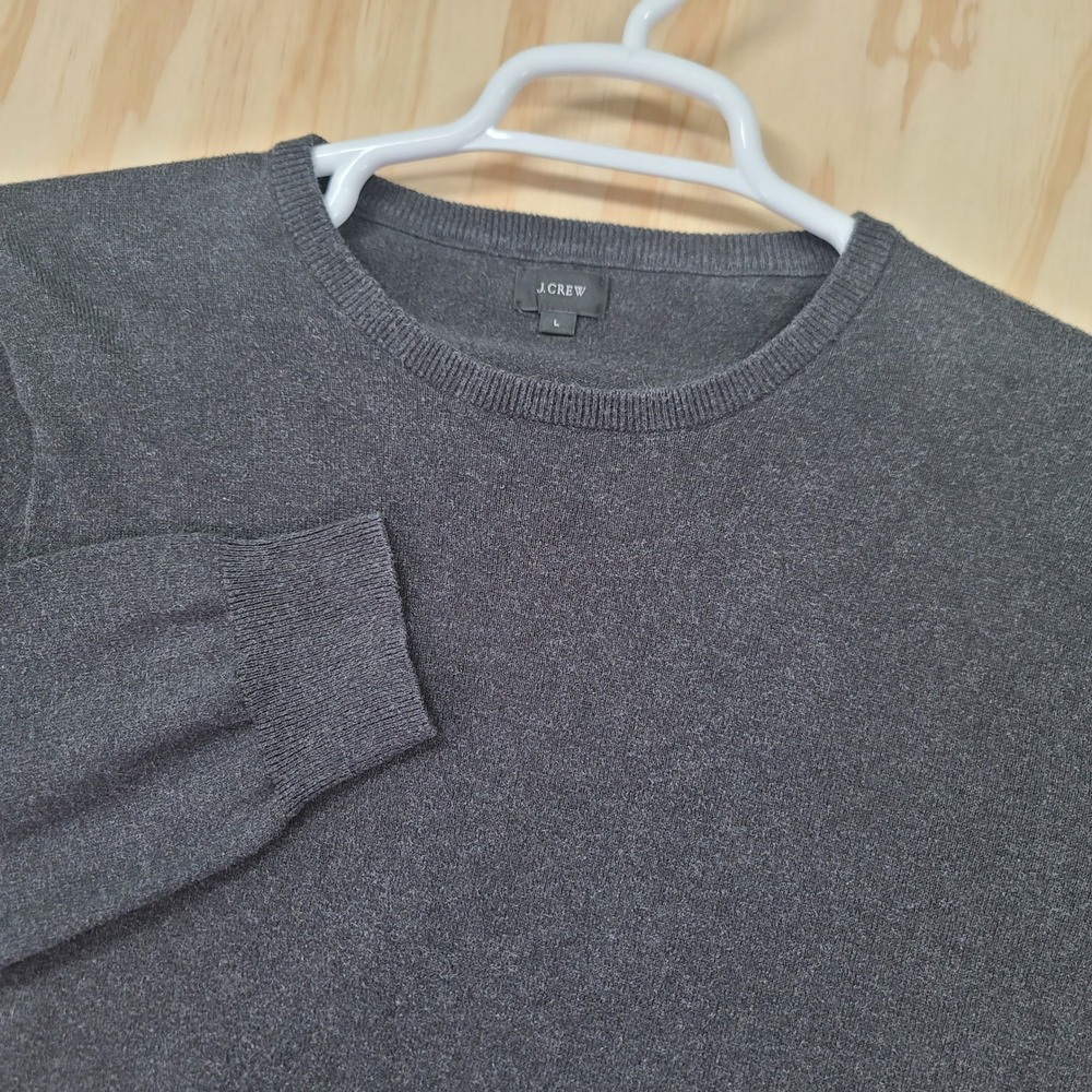 J.Crew Mens Charcoal Gray Cotton Cashmere Blend Crewneck Sweater Large L